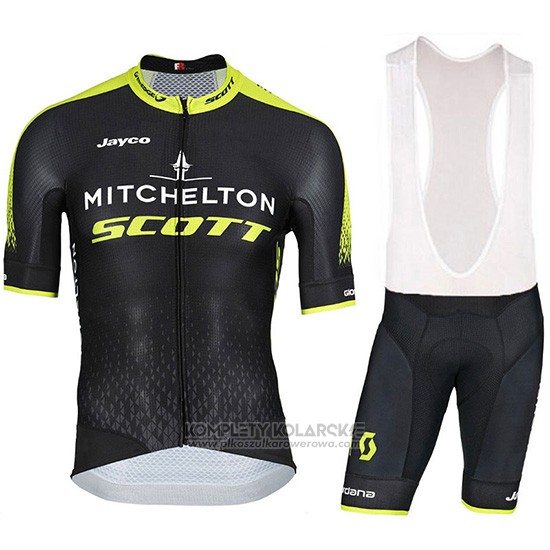 2018 Odziez Rowerowa Mitchelton Scott Czarny Krotkie Rekawy i Rowerowe Szelkach